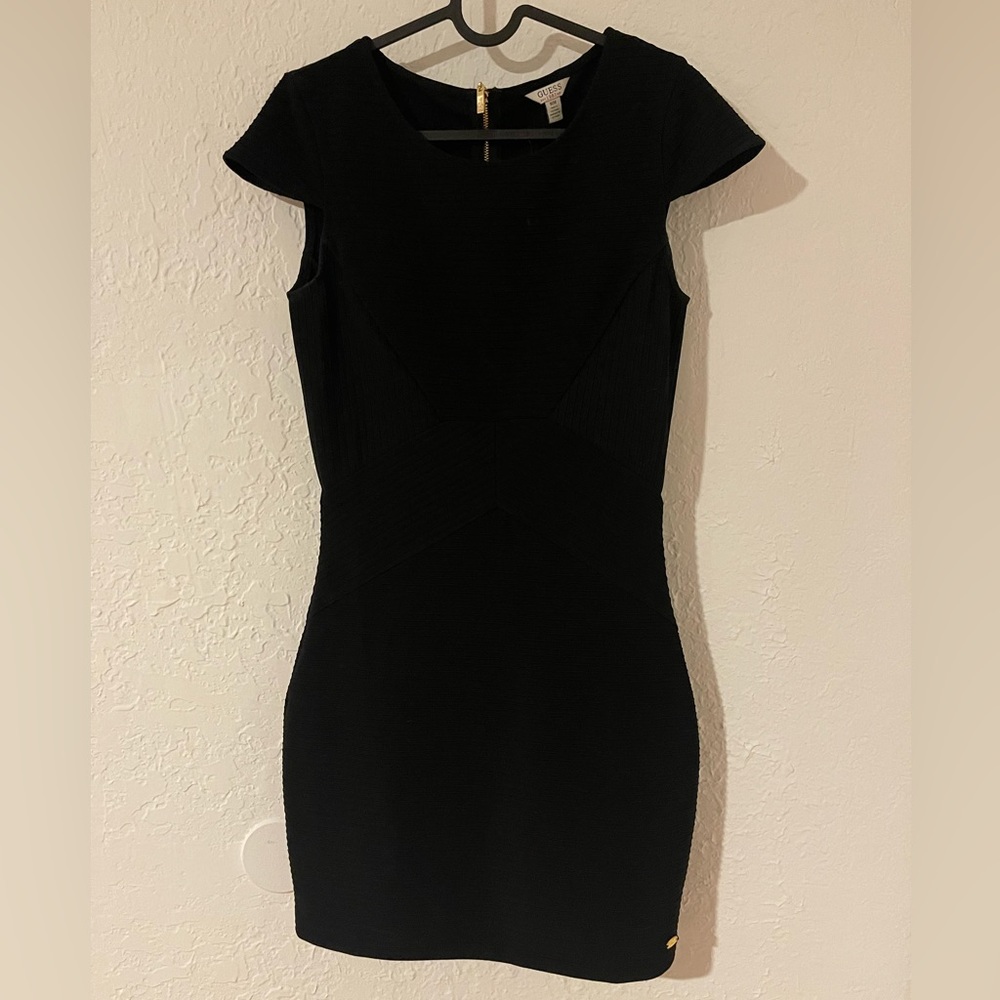 Guess black dress with gold zipper